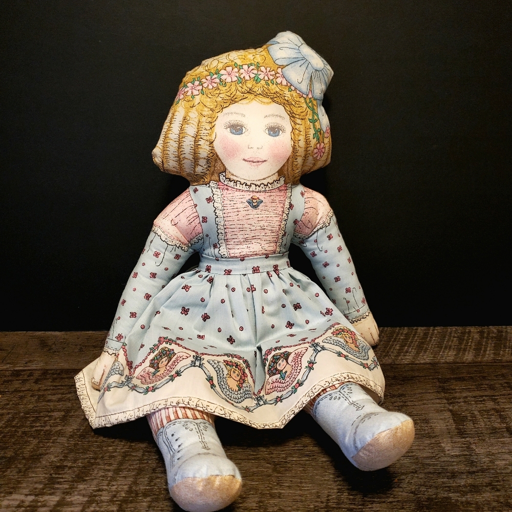 Dorothy Dear Hand Made Doll. 1995. Cotton Fabric from Kit. Pastels.